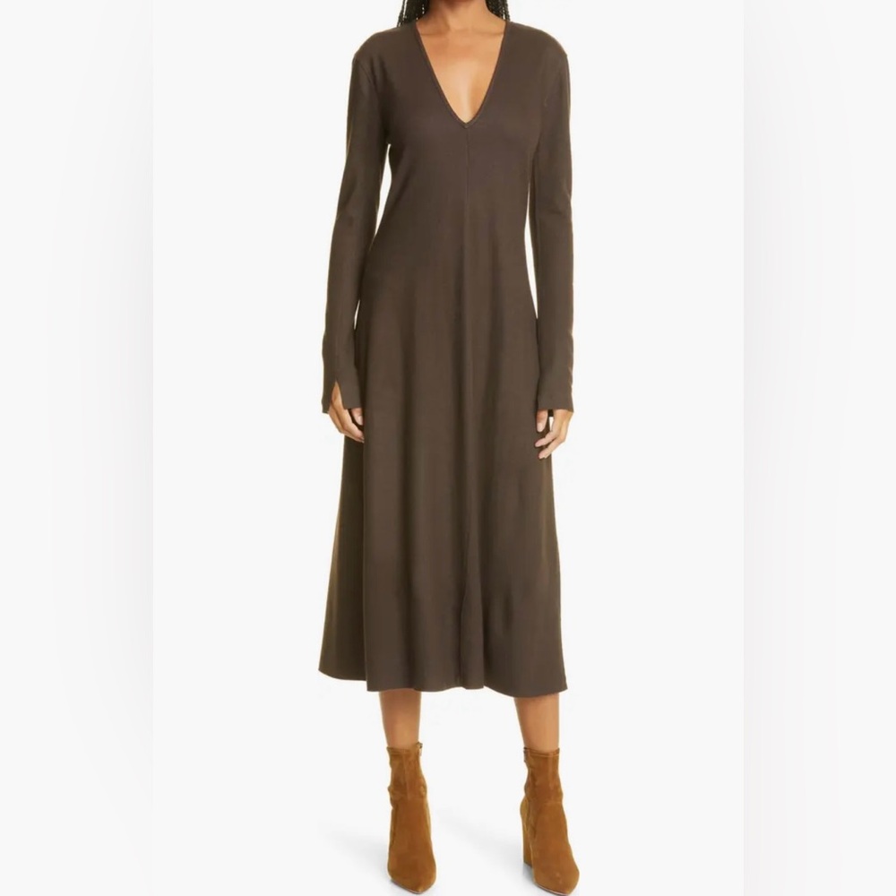 Rag & bone Yan V-Neck Long Sleeve Wool Dress